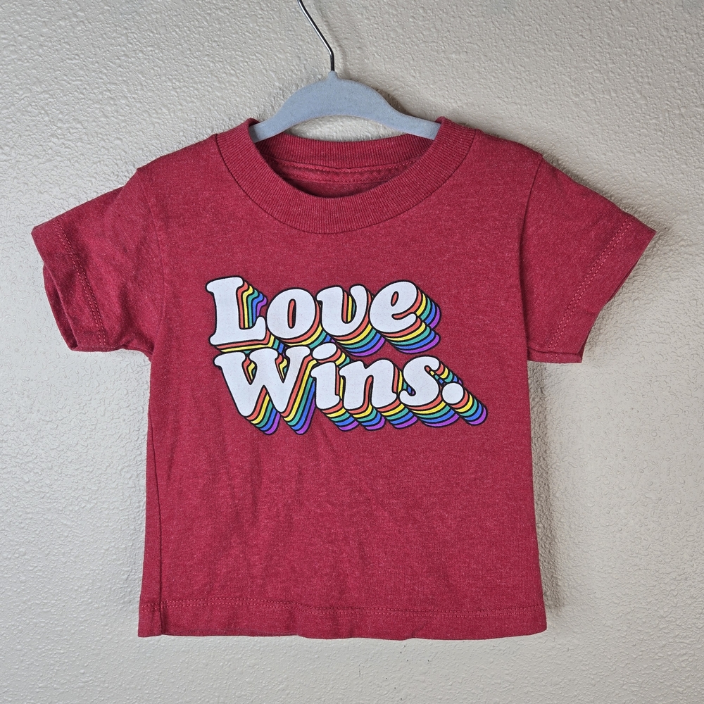 Well Worn Kids T-Shirt - Red with Rainbow Accents - Pride 2